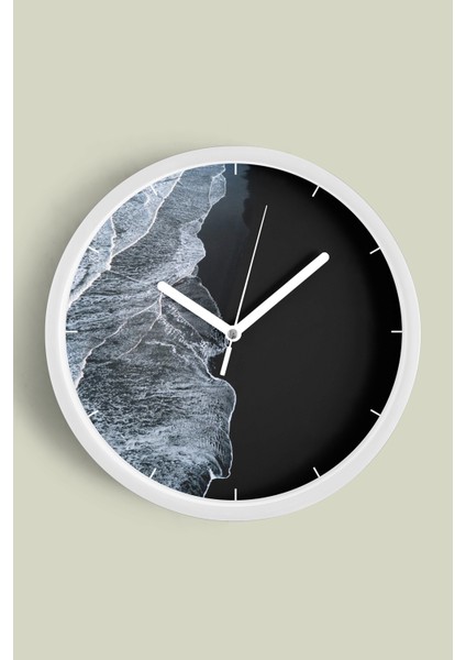 Soyut Tasarım Modern Duvar Saati - 30CM - Önü Camlı Beyaz Kasa - Sessiz Mekanizma