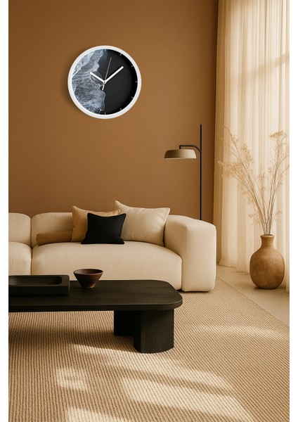 Soyut Tasarım Modern Duvar Saati - 30CM - Önü Camlı Beyaz Kasa - Sessiz Mekanizma fiyatları