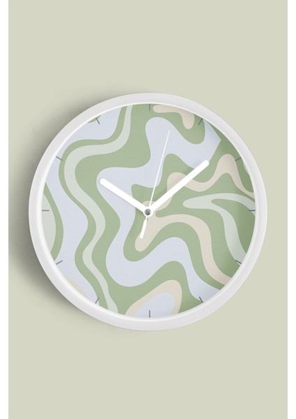 Soyut - Bohem - Geometrik Temalı Modern Duvar Saati - 30CM - Önü Camlı Beyaz Kasa - Sessiz Mekanizma