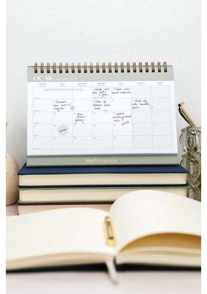 2026 Masaüstü Planlayıcı Takvim Yeşil fırsatları