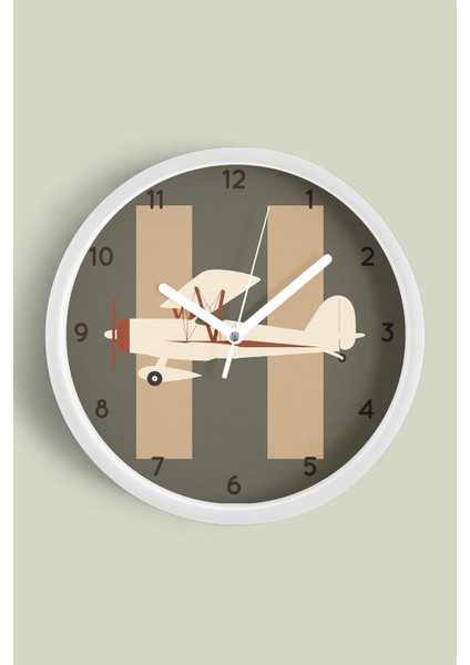 Helikopter Tasarımı Modern Duvar Saati - Çocuk Odası Duvar Saati - 30CM - Önü Camlı Beyaz Kasa