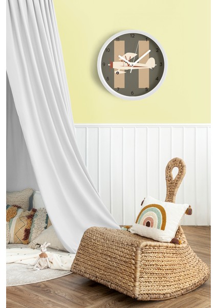 Helikopter Tasarımı Modern Duvar Saati - Çocuk Odası Duvar Saati - 30CM - Önü Camlı Beyaz Kasa fiyatları