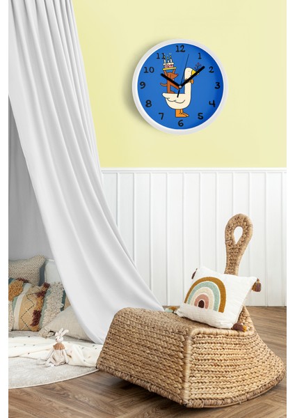 Sevimli Hayvanlar Modern Tasarım Çocuk Odası Duvar Saati - 30CM - Önü Camlı Beyaz Kasa fiyatları