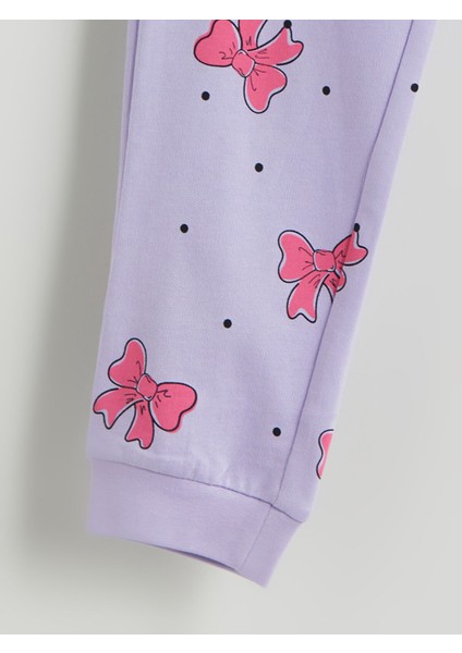 Yeni Sezon Beli Lastikli Fiyonk Desenli Kız Çocuk Pijama Alt modelleri