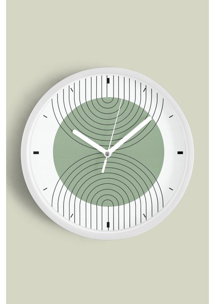 Soyut - Bohem - Geometrik Temalı Modern Duvar Saati - 30CM - Önü Camlı Beyaz Kasa - Sessiz Mekanizma