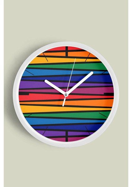 Soyut Tasarım Modern Duvar Saati - 30CM - Önü Camlı Beyaz Kasa - Sessiz Mekanizma