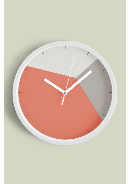 Soyut Geometrik Temalı Modern Duvar Saati - 30CM - Önü Camlı Beyaz Kasa - Sessiz Mekanizma