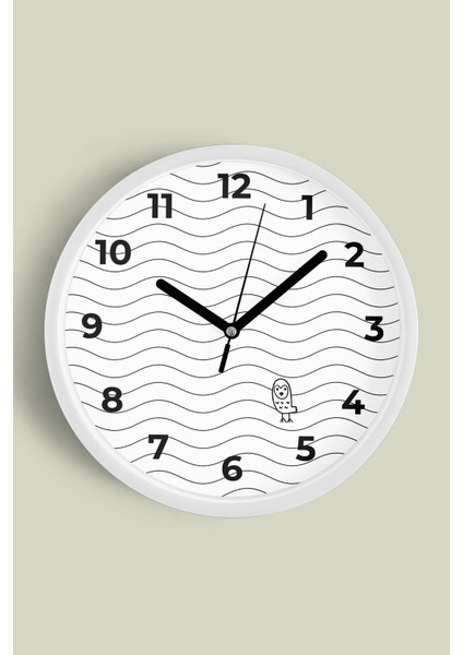 Modern Tasarım Duvar Saati - 30CM - Önü Camlı Beyaz Kasa - Sessiz Mekanizma