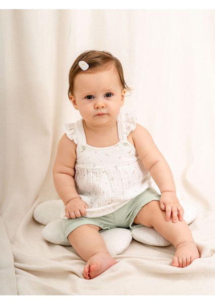 Desenli Müslin Bluz Şort Bebe Takımı modelleri