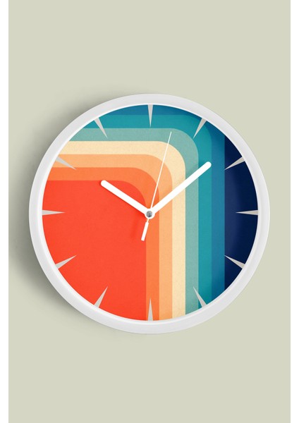 Soyut Tasarım Modern Duvar Saati - 30CM - Önü Camlı Beyaz Kasa - Sessiz Mekanizma