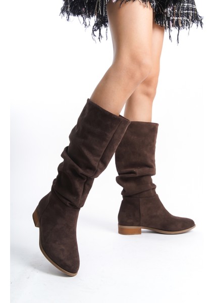 Kadınkahve Süet Körüklü Günlük Çizme UN001-0144