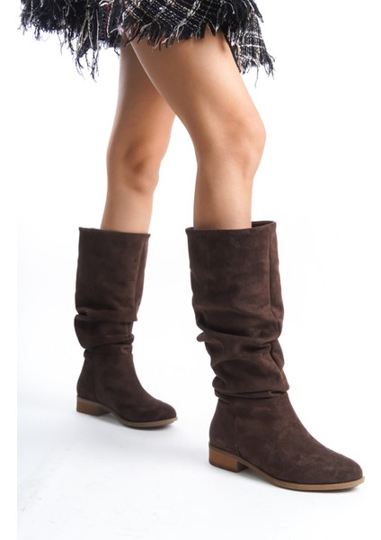 Kadınkahve Süet Körüklü Günlük Çizme UN001-0144 modelleri