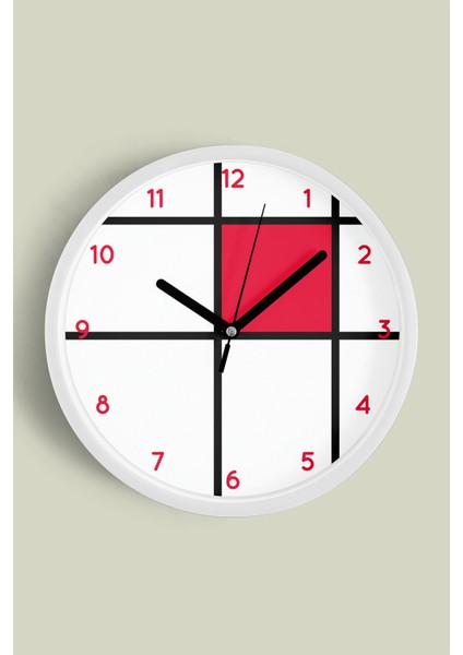 Geometrik Tasarım Modern Duvar Saati - 30CM - Önü Camlı Beyaz Kasa - Sessiz Mekanizma