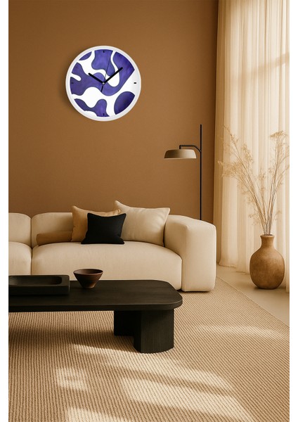 Soyut - Bohem Modern Duvar Saati - 30CM - Önü Camlı Beyaz Kasa - Sessiz Mekanizma fiyatları