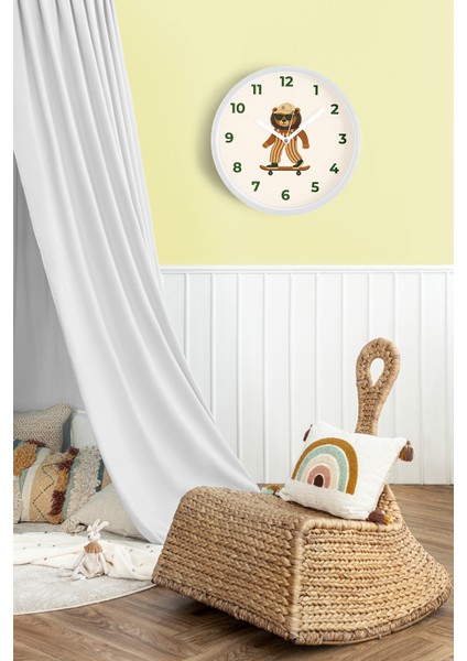 Kaykay Yapan Köpek Tasarımı Modern Duvar Saati - Çocuk Odası Duvar Saati - 30CM - Önü Camlı fiyatları