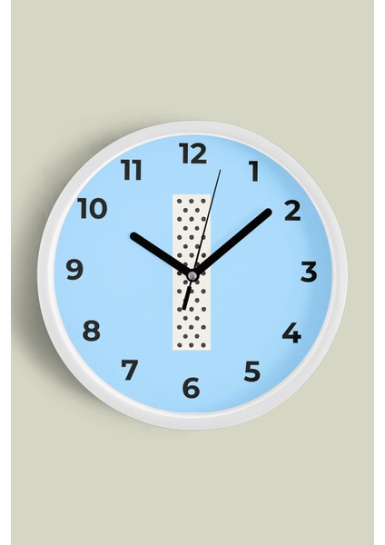 I Harfi Erkek Odası Duvar Saati - 30CM - Önü Camlı Beyaz Kasa - Sessiz Mekanizma