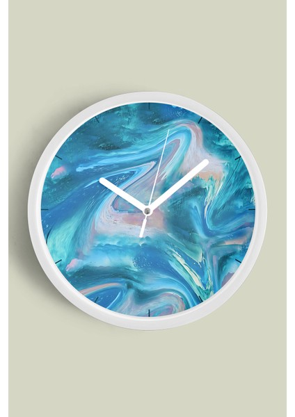 Soyut Tasarım Modern Duvar Saati - 30CM - Önü Camlı Beyaz Kasa - Sessiz Mekanizma