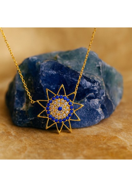 14K Altın Safir Taşlı Güneş Kolye, Minimal Güneş Patlaması Kolye modelleri