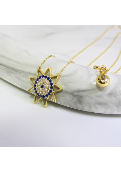 14K Altın Safir Taşlı Güneş Kolye, Minimal Güneş Patlaması Kolye indirimleri