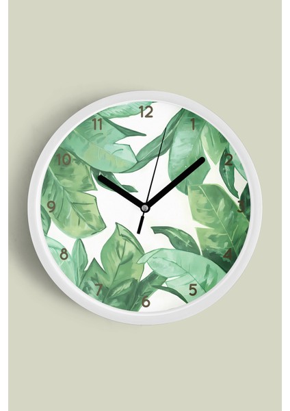 Soyut - Bohem Temalı Modern Duvar Saati - 30CM - Önü Camlı Beyaz Kasa - Sessiz Mekanizma