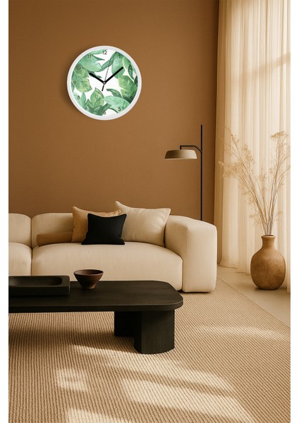 Soyut - Bohem Temalı Modern Duvar Saati - 30CM - Önü Camlı Beyaz Kasa - Sessiz Mekanizma fiyatları