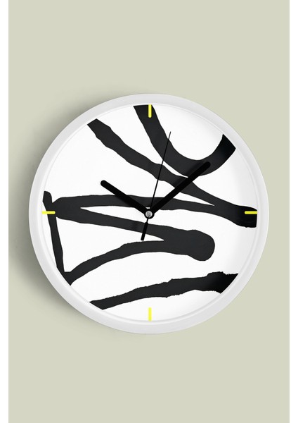 Soyut Tasarım Modern Duvar Saati - 30CM - Önü Camlı Beyaz Kasa - Sessiz Mekanizma