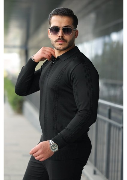 Erkek Örgü Desen Fermuar Yaka Uzun Kollu Triko fiyatları