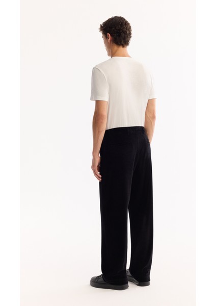 Erkek Siyah Pamuklu Soft Touch Baggy Fit Kadife Pantolon A52Y3001