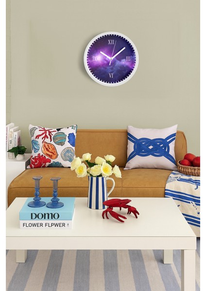 Soyut Yıldızlı Modern Tasarım Duvar Saati - 30CM - Önü Camlı Beyaz Kasa - Sessiz Mekanizma fiyatları