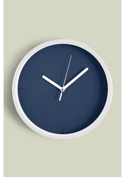 Soyut Alçı Görünümlü Modern Duvar Saati - 30CM - Önü Camlı Beyaz Kasa - Sessiz Mekanizma