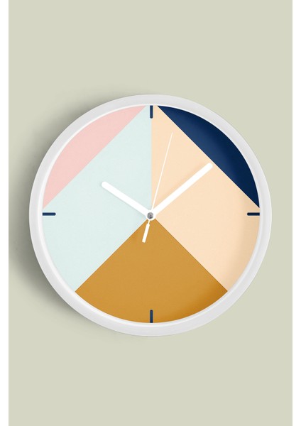 Geometrik Tasarım Modern Duvar Saati - 30CM - Önü Camlı Beyaz Kasa - Sessiz Mekanizma