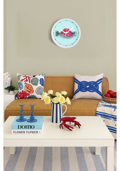 Şeker Dudak Modern Duvar Saati - 30CM - Önü Camlı Beyaz Kasa - Sessiz Mekanizma fiyatları