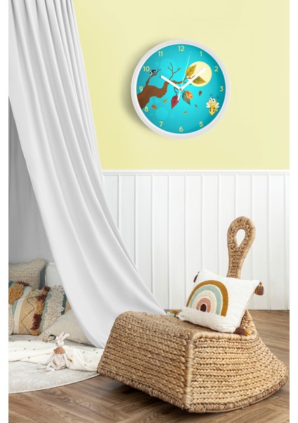 Sevimli Arı Çocuk Odası Duvar Saati - 30CM - Önü Camlı Beyaz Kasa - Sessiz Mekanizma fiyatları