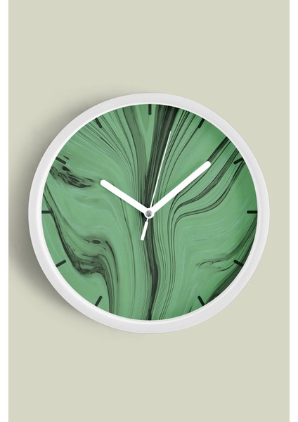 Modern Sanatsal Renk Dalgaları Duvar Saati - 30CM - Önü Camlı Beyaz Kasa - Sessiz Mekanizma