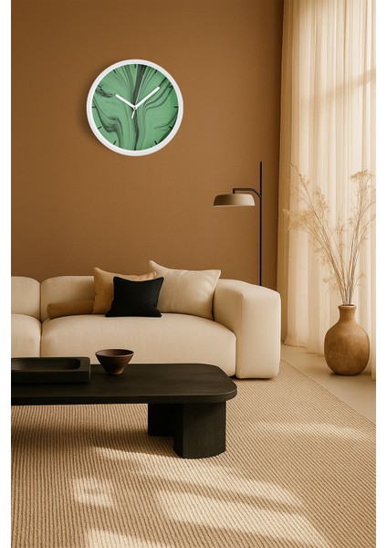 Modern Sanatsal Renk Dalgaları Duvar Saati - 30CM - Önü Camlı Beyaz Kasa - Sessiz Mekanizma fiyatları