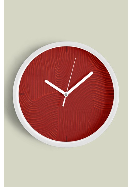 Soyut Alçı Görünümlü Modern Duvar Saati - 30CM - Önü Camlı Beyaz Kasa - Sessiz Mekanizma