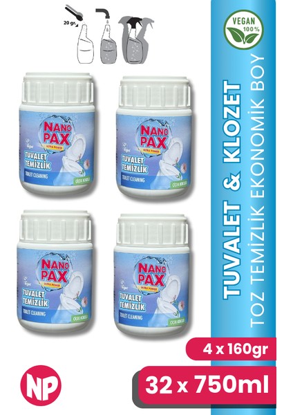 Tuvalet & Klozet Temizlik Tozu Ekonomik Bebek Boy 4 x 160GR