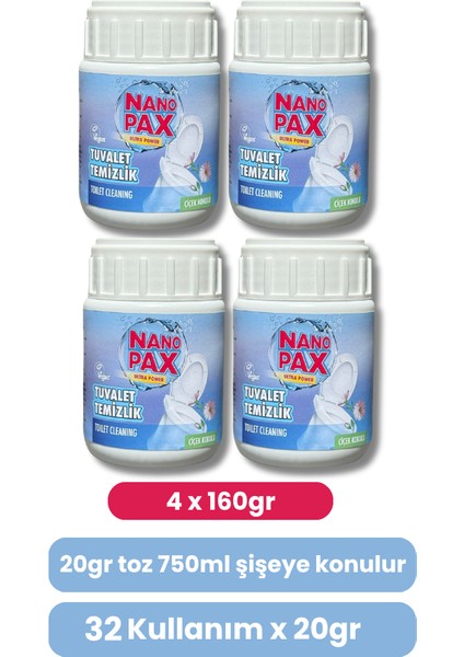 Tuvalet & Klozet Temizlik Tozu Ekonomik Bebek Boy 4 x 160GR fiyatları