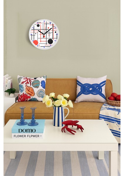 Soyut Geometrik Temalı Modern Duvar Saati - 30CM - Önü Camlı Beyaz Kasa - Sessiz Mekanizma fiyatları