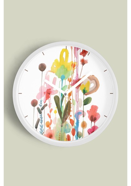 Modern Tasarım Duvar Saati - 30CM - Önü Camlı Beyaz Kasa - Sessiz Mekanizma