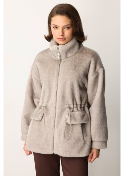 Dik Yaka Peluş Mont 6103-26K