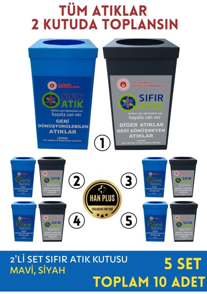 Sıfır Atık Kutusu - İkili Set, 5 Takım (Toplam 10 Adet)