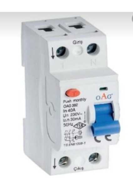 Kaçak Akım Rölesi 2X40 Amper 30MA Monofaze