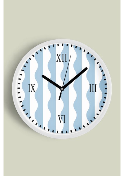 Modern Duvar Saati - 30CM - Önü Camlı Beyaz Kasa - Sessiz Mekanizma