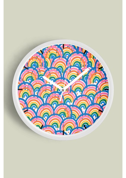 Modern Duvar Saati - 30CM - Önü Camlı Beyaz Kasa - Sessiz Mekanizma