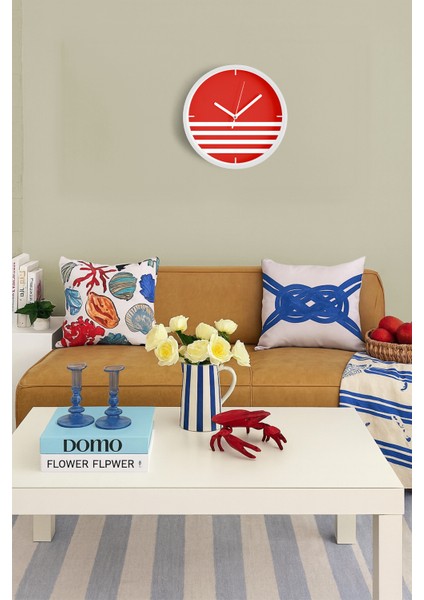 Renkli Çizgili Modern Tasarım Duvar Saati - 30CM - Önü Camlı Beyaz Kasa - Sessiz Mekanizma fiyatları