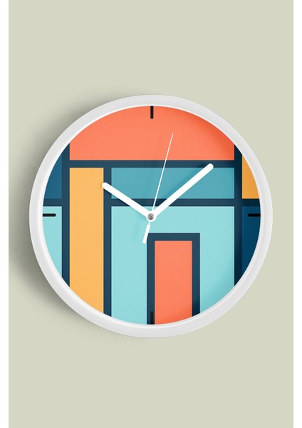 Geometrik Tasarım Modern Duvar Saati - 30CM - Önü Camlı Beyaz Kasa - Sessiz Mekanizma
