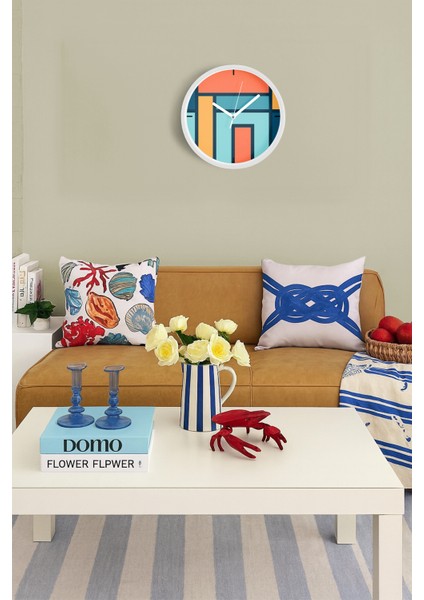 Geometrik Tasarım Modern Duvar Saati - 30CM - Önü Camlı Beyaz Kasa - Sessiz Mekanizma fiyatları
