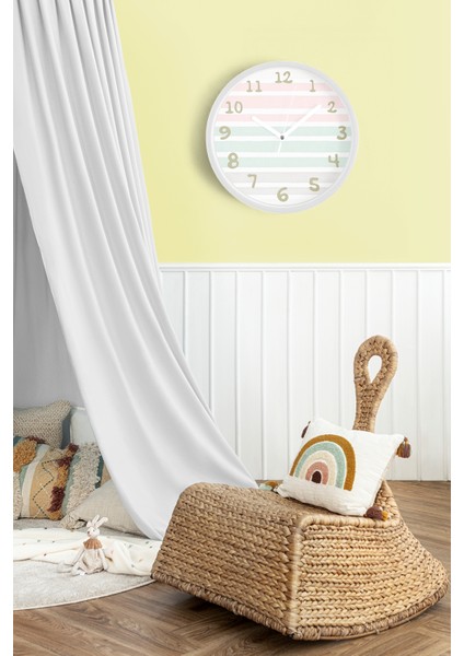 Soyut Çizgili Modern Tasarım Duvar Saati - 30CM - Önü Camlı Beyaz Kasa - Sessiz Mekanizma fiyatları