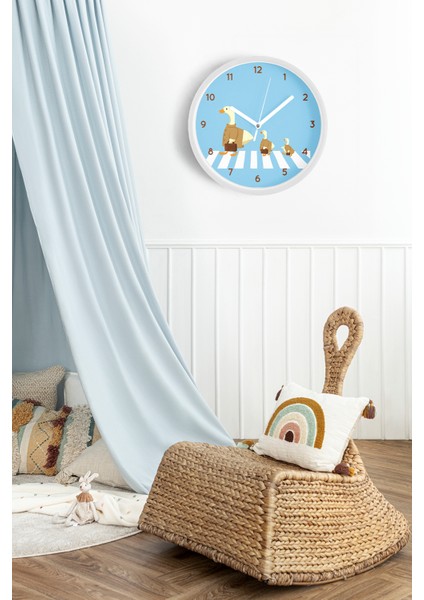 Sevimli Kazlar Çocuk Odası Duvar Saati - 30CM - Önü Camlı Beyaz Kasa - Sessiz Mekanizma fiyatları
